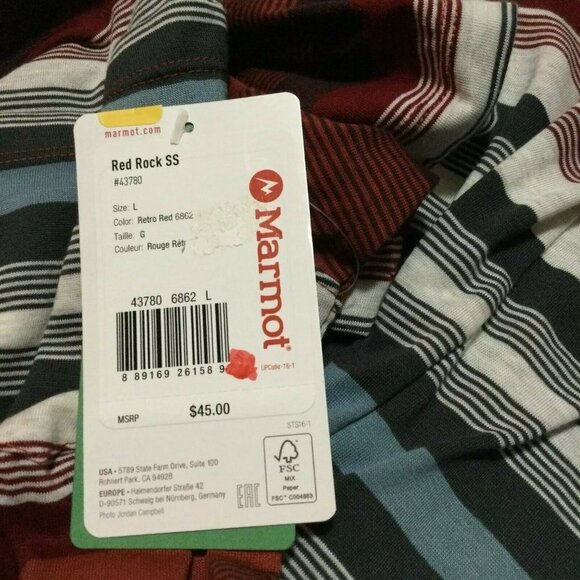 Marmot Red Rock Short Sleeve T-Shirt Mens Retro Red Size Large NWT - Picture 4 of 8